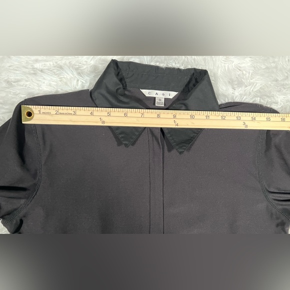 #117 CAbi 246 Zip-Up French Cuff Black Career Blouse size medium - Picture 8 of 10